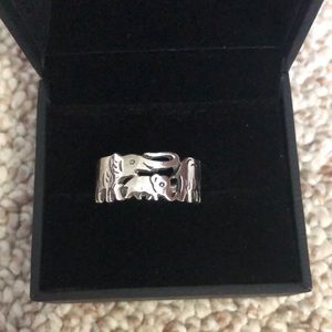 Sterling Silver Elephant Family Ring